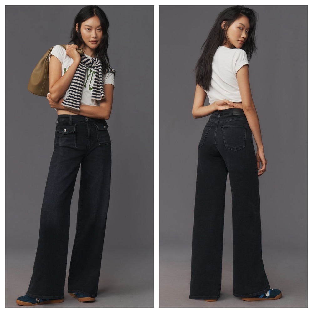 Citizens of Humanity Raven Patch Pocket High-Rise Wide-Leg Jeans Black 24